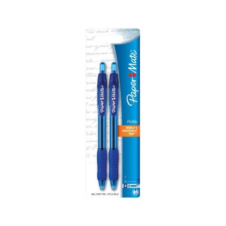 Sharpie Paper Mate Profile Blue Retractable Ball Point Pen 2 pk 89469